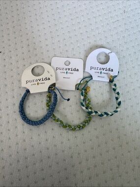 Pura Vida Braided Bracelet Set - Blue, Green, Teal